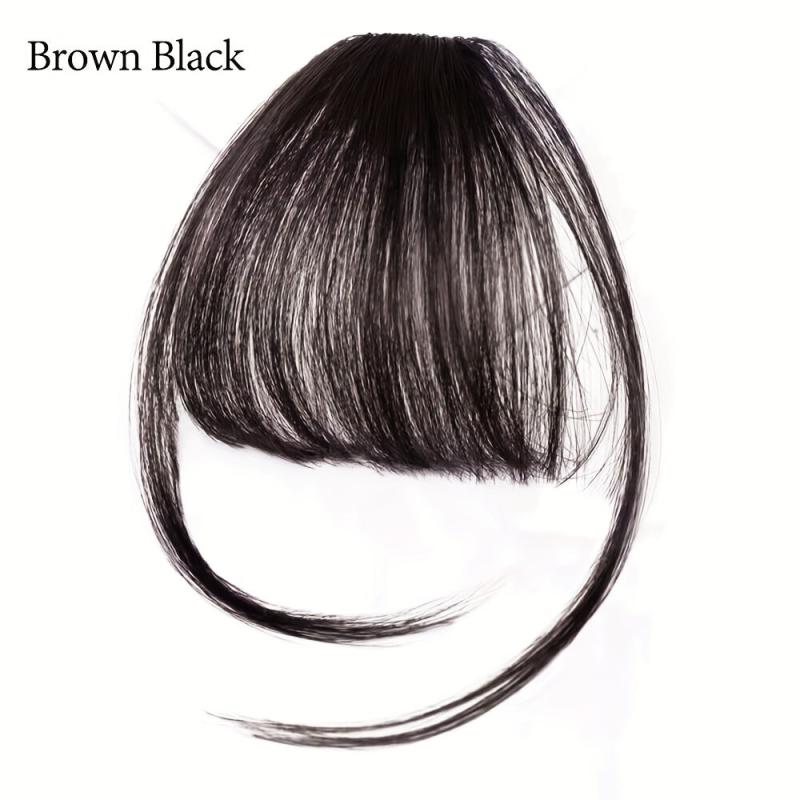 Short Straight Clip In Bangs Synthetic Hair Extensions Fringe With Temples