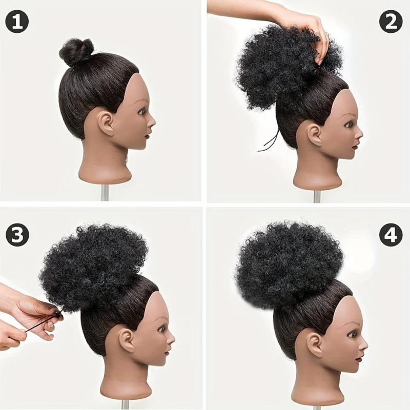 Kinky Curly Afro Puff Ponytail Extensions Short Synthetic Updo Hair Pieces
