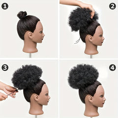 Kinky Curly Afro Puff Ponytail Extensions Short Synthetic Updo Hair Pieces