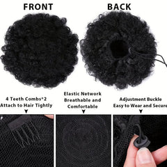 Kinky Curly Afro Puff Ponytail Extensions Short Synthetic Updo Hair Pieces