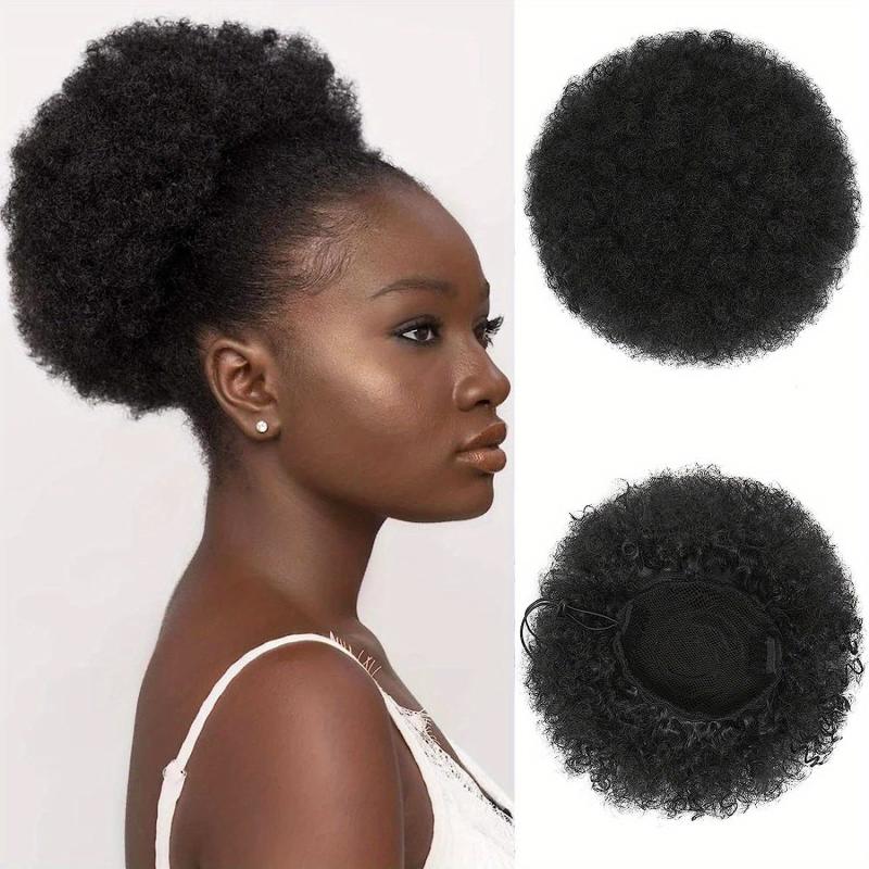 Kinky Curly Afro Puff Ponytail Extensions Short Synthetic Updo Hair Pieces