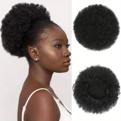 Kinky Curly Afro Puff Ponytail Extensions Short Synthetic Updo Hair Pieces