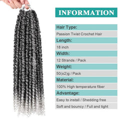 Passion Twist 18 Inch Fluffy Pre Twist Ombre Braiding Hair Crochet Extension