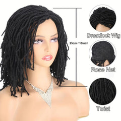 25cm Short Dreadlock Wigs Synthetic Afro Curly Twist None Lace Wigs