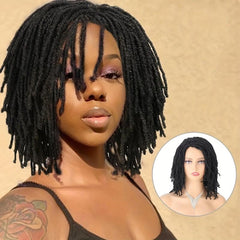25cm Short Dreadlock Wigs Synthetic Afro Curly Twist None Lace Wigs