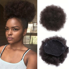 Afro Curly Hair Buns Updo Chignon Drawstring Women Short Bun Ponytail Extension
