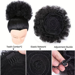 Afro Curly Hair Buns Updo Chignon Drawstring Women Short Bun Ponytail Extension