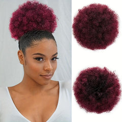 Afro Curly Hair Buns Updo Chignon Drawstring Women Short Bun Ponytail Extension
