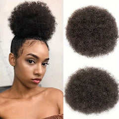 Afro Curly Hair Buns Updo Chignon Drawstring Women Short Bun Ponytail Extension