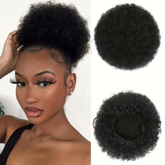 Afro Curly Hair Buns Updo Chignon Drawstring Women Short Bun Ponytail Extension