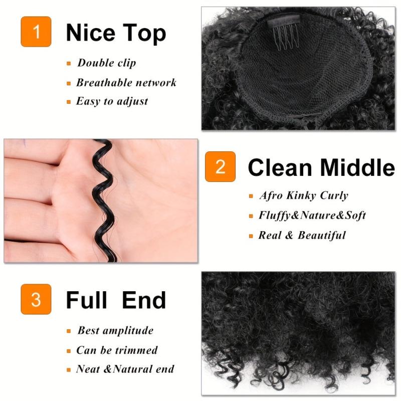 Kinky Curly Ponytail Extension Afro Drawstring Ponytail For Women