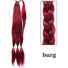 Long Braided Ponytail Extension Elastic Hair Tie Straight Sleek Braid Hair Exten