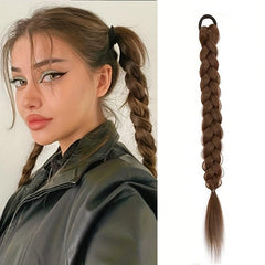 Braided Long Ponytail Extensions With Elastic Band