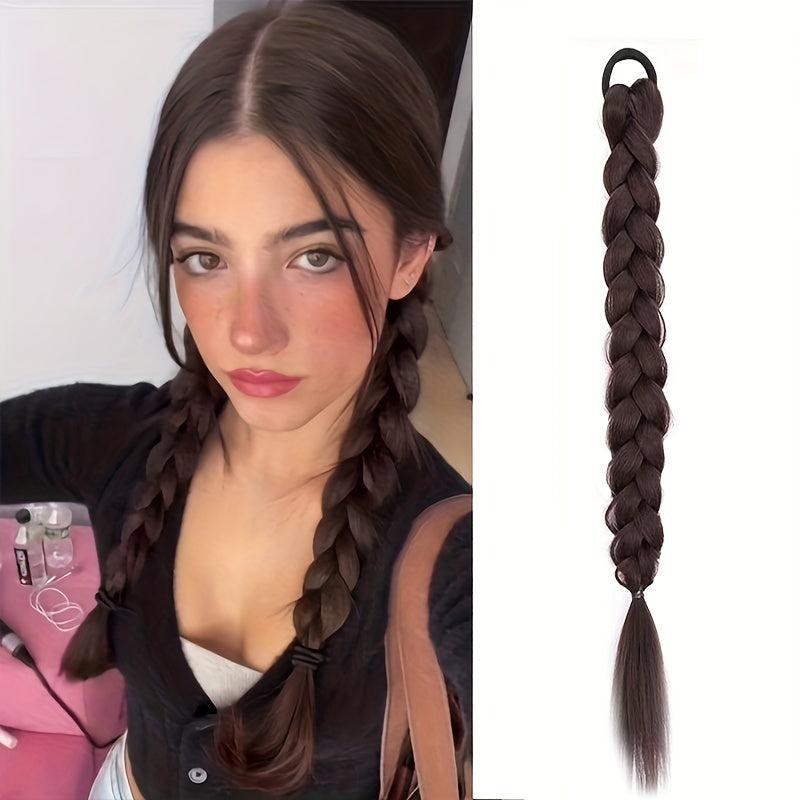 Braided Long Ponytail Extensions With Elastic Band