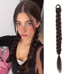 Braided Long Ponytail Extensions With Elastic Band
