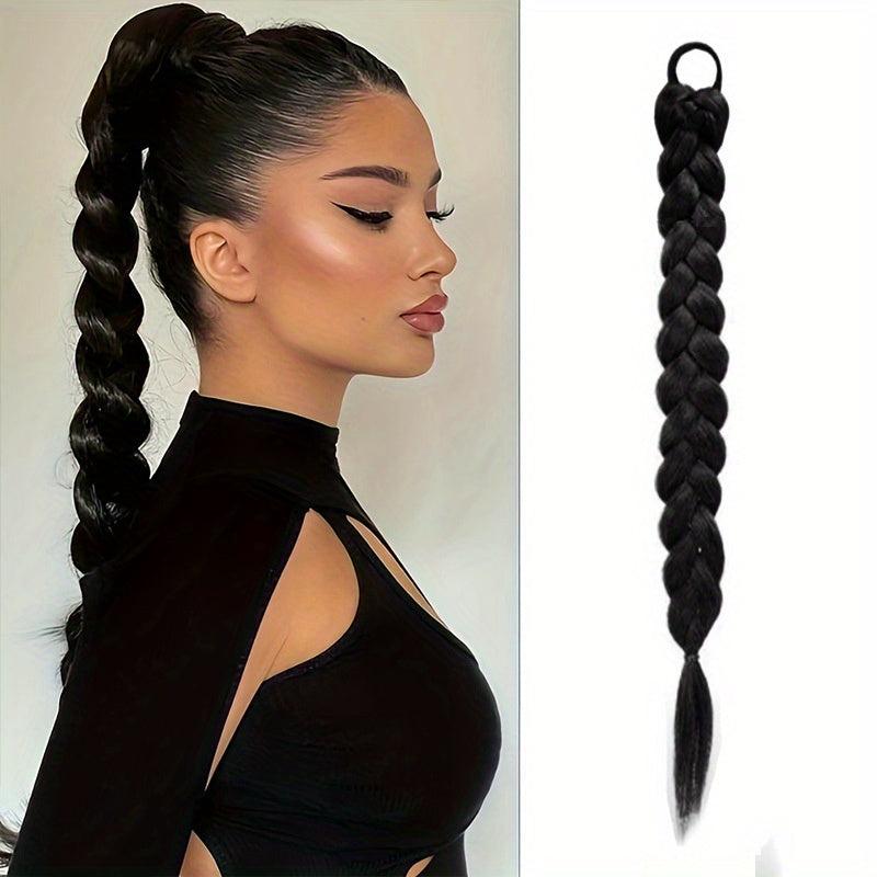 Braided Long Ponytail Extensions With Elastic Band