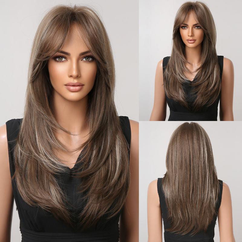 Layered Ombre Hair Replacement Wigs for Women - Long Butterfly Hair Cut Wig