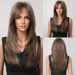 Layered Ombre Hair Replacement Wigs for Women - Long Butterfly Hair Cut Wig