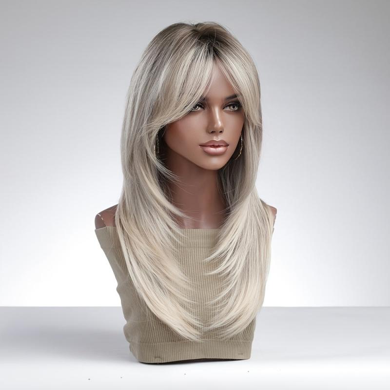 Layered Ombre Hair Replacement Wigs for Women - Long Butterfly Hair Cut Wig
