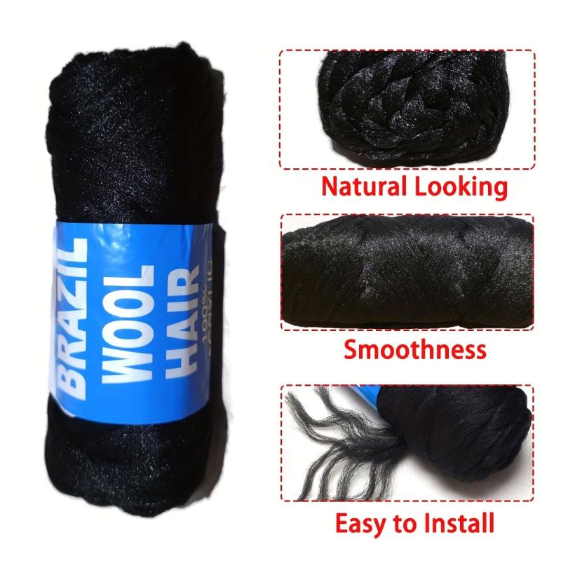 4Packs Brazilian Yarn Wool Braiding Hair Acrylic Thread With Crochet Hook