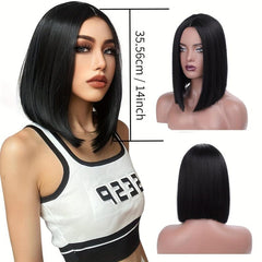 Short Bob Wig 35 56cm Synthetic Shoulder Length Middle Part Mix Highlight Wig