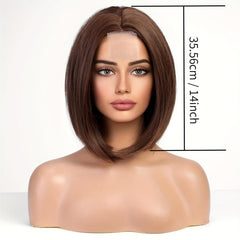 Short Bob Wig 35 56cm Synthetic Shoulder Length Middle Part Mix Highlight Wig