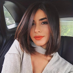 Short Bob Wig 35 56cm Synthetic Shoulder Length Middle Part Mix Highlight Wig