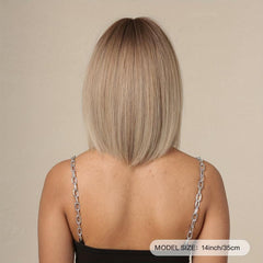 Blonde Straight Synthetic Wig with Bangs 35 56 cm Long