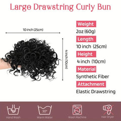 Messy Hair Bun Hair Piece Elastic Drawstring Loose Wave Hair Bun