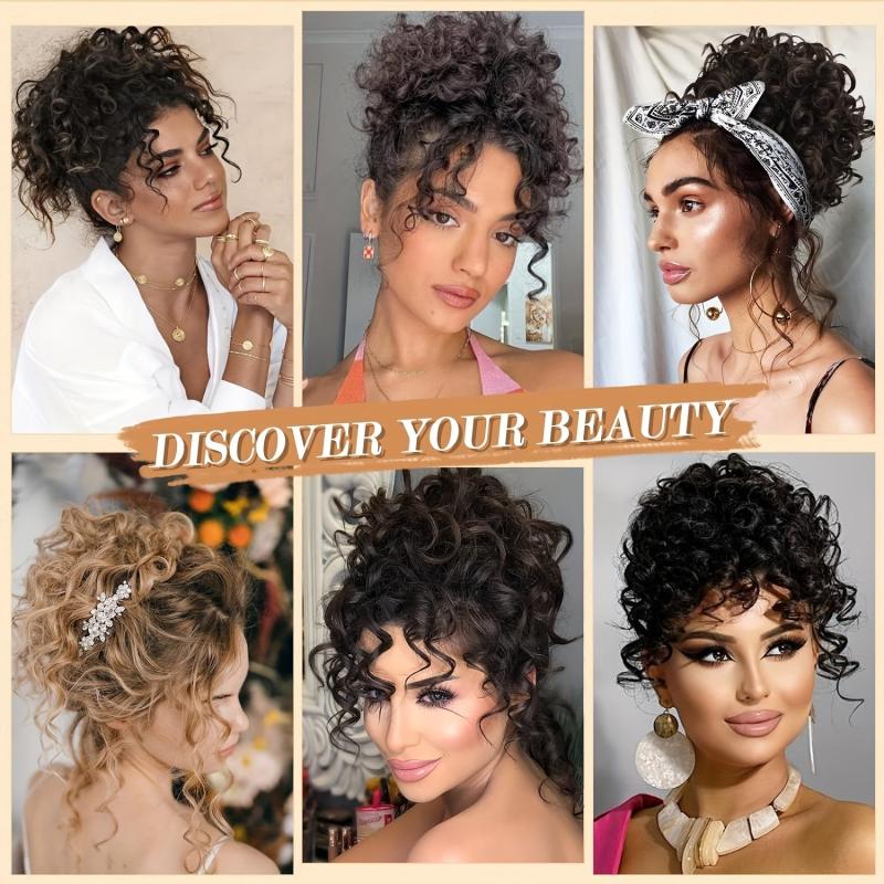 Messy Hair Bun Hair Piece Elastic Drawstring Loose Wave Hair Bun