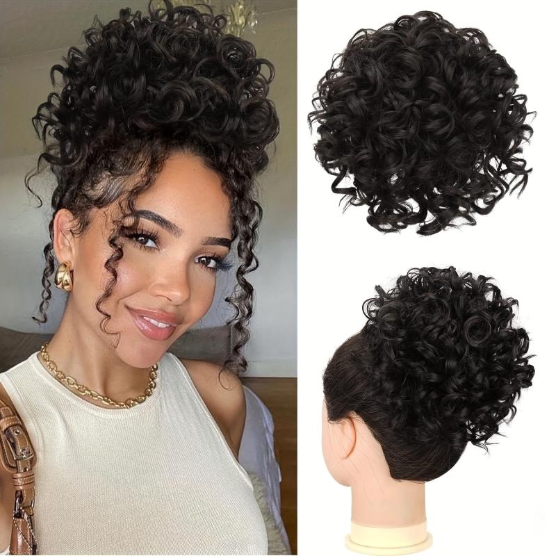 Messy Hair Bun Hair Piece Elastic Drawstring Loose Wave Hair Bun