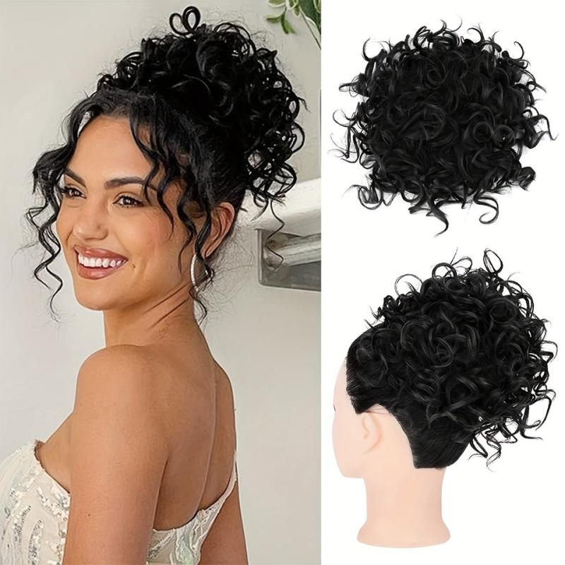 Messy Hair Bun Hair Piece Elastic Drawstring Loose Wave Hair Bun