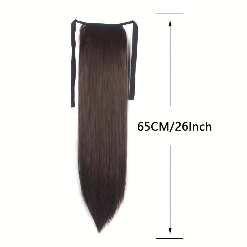 Long Straight Ponytail Extensions Natural Looking Synthetic Hair For Women