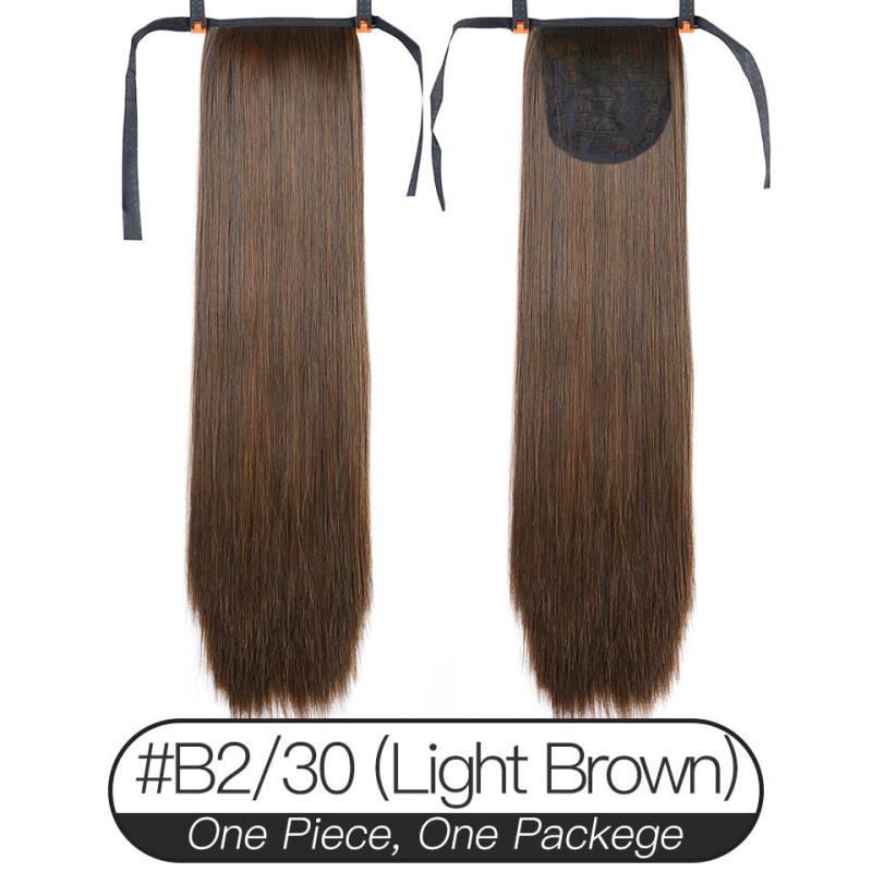 Long Straight Ponytail Extensions Natural Looking Synthetic Hair For Women