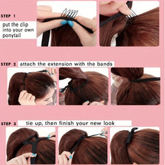 Long Straight Ponytail Extensions Natural Looking Synthetic Hair For Women