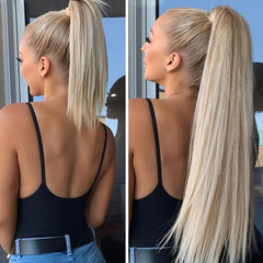 Long Straight Ponytail Extensions Natural Looking Synthetic Hair For Women