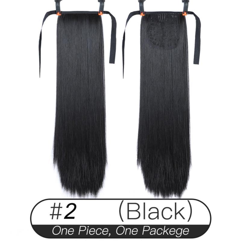 Long Straight Ponytail Extensions Natural Looking Synthetic Hair For Women