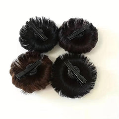 Brown Bun Hair Synthetic Donut Roller Hair Pieces With Hair Clip