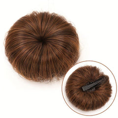 Brown Bun Hair Synthetic Donut Roller Hair Pieces With Hair Clip
