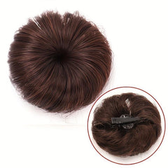 Brown Bun Hair Synthetic Donut Roller Hair Pieces With Hair Clip