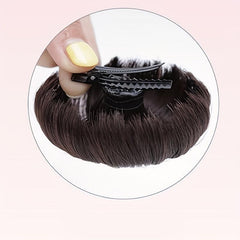 Brown Bun Hair Synthetic Donut Roller Hair Pieces With Hair Clip