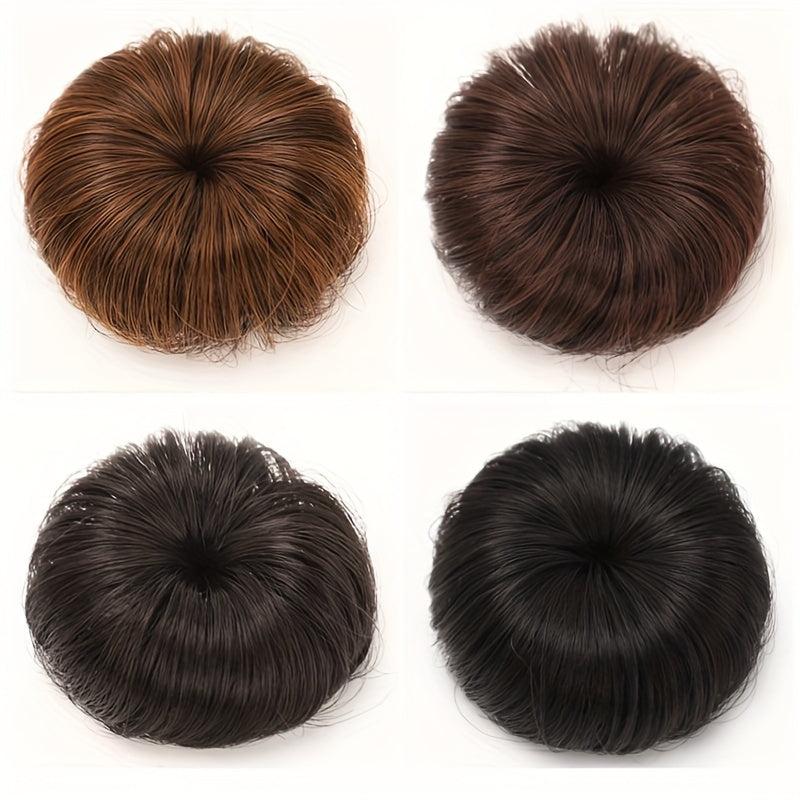 Brown Bun Hair Synthetic Donut Roller Hair Pieces With Hair Clip