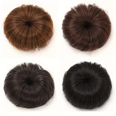 Brown Bun Hair Synthetic Donut Roller Hair Pieces With Hair Clip