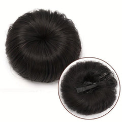 Brown Bun Hair Synthetic Donut Roller Hair Pieces With Hair Clip