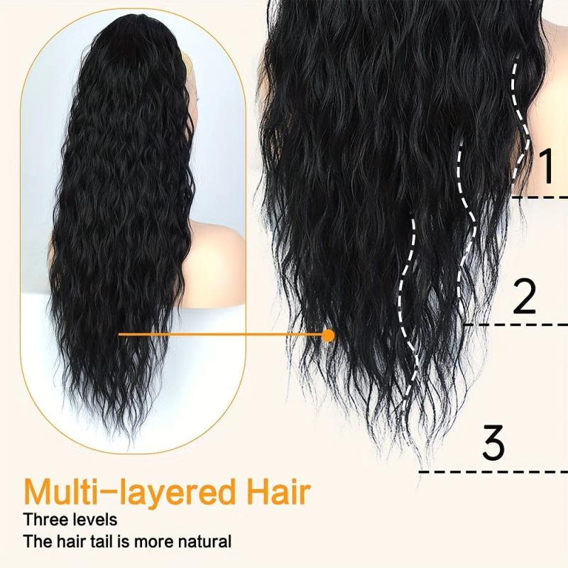 Long Curly Wavy Drawstring Ponytail Extensions For Women