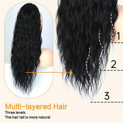 Long Curly Wavy Drawstring Ponytail Extensions For Women