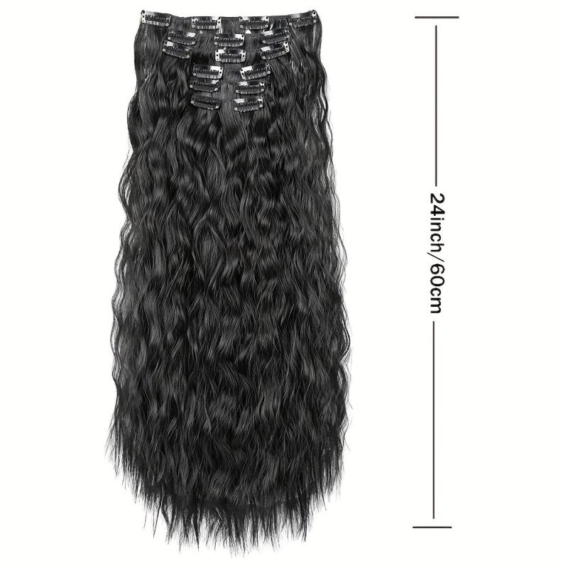 Long Wavy Curly Hair Extensions Clip-In Full Head Synthetic Hair Pieces