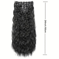 Long Wavy Curly Hair Extensions Clip-In Full Head Synthetic Hair Pieces