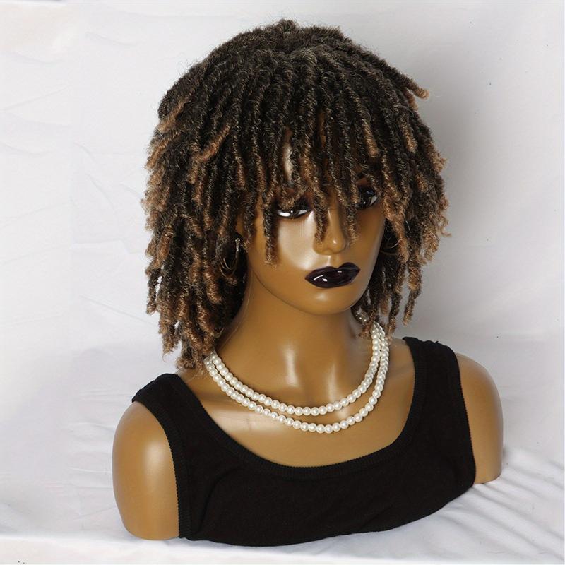 Short Twist Wigs for Women - 24 Cm Dreadlock Wigs Afro Curly Synthetic Wigs
