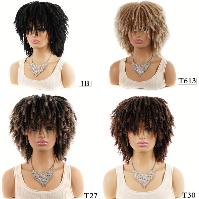 Short Twist Wigs for Women - 24 Cm Dreadlock Wigs Afro Curly Synthetic Wigs
